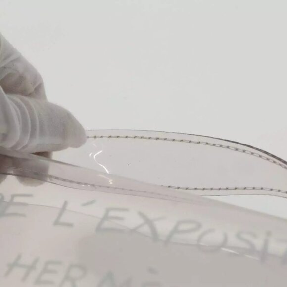 HERMES Vinyl Kelly Hand Bag Vinyl Clear Gold Auth - Picture 13 of 16